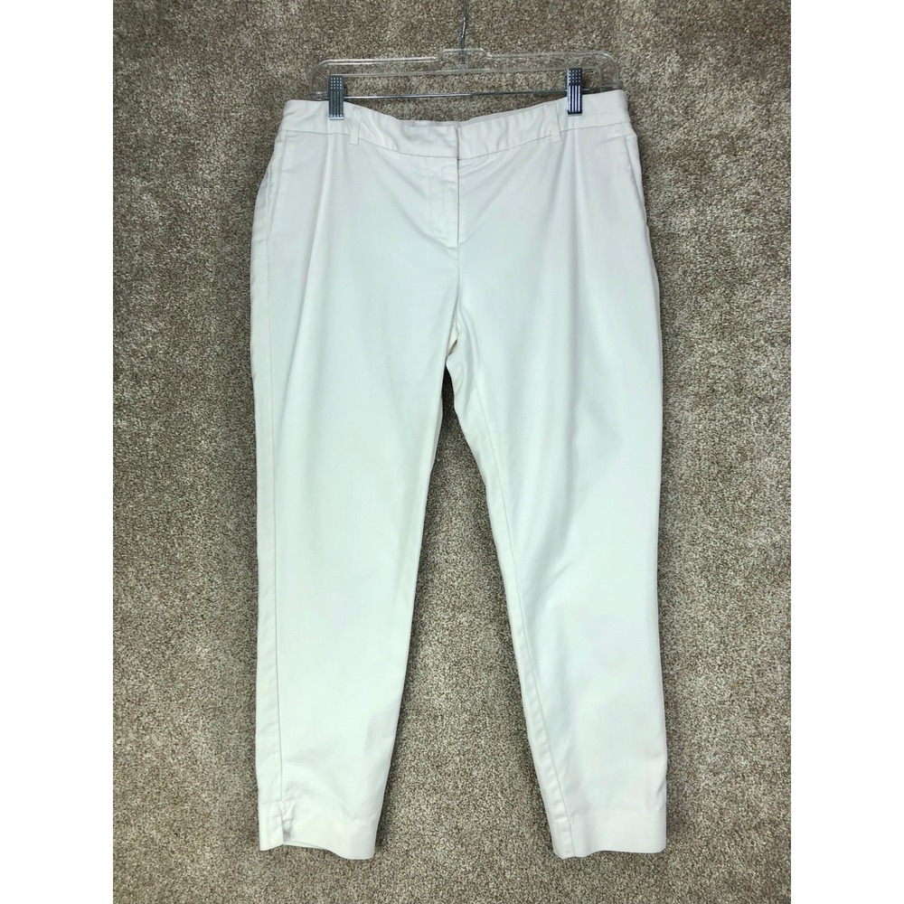 Adrienne Vittadini Slim Ankle Pants Women Sz 10 White Stretch Office Minimalist